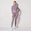 Women&#39;s Sportswear Yoga Sets Ribbed Seamless Long Sleeve Workout Clothes for Women High Waist Sports Legging Long Sleeve Top