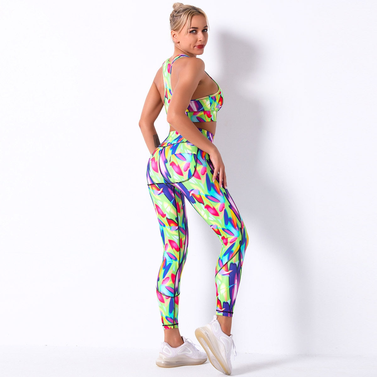Print Yoga Leggings Seamless High Waist Pants Fashion High Elastic Slim Hips Lifting Trousers Gym Fitness Workout Running Sports | Vimost Shop.