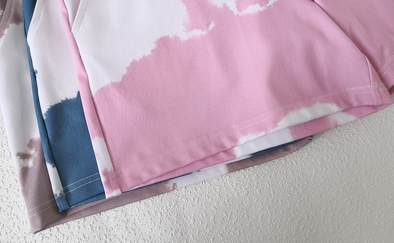Tie Dye Gym Yoga Suit Fitness Tracksuit Sports Tank Crop Top Shorts Set Jogging Workout Training Dance Push Up Casual Clothing | Vimost Shop.
