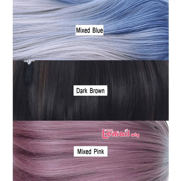 Mixed Blue Bob Lolita Wigs with Bangs Short Harajuku Cosplay Wig Pink Wig Heat Resistant Synthetic Hair Party | Vimost Shop.