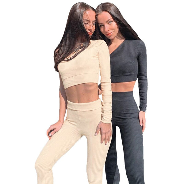 Seamless Ribbing Yoga Set Sportswear Tracksuit Fashion One Shoulder Top Leggings Pants Fitness Suit Running Energy Workout Suit | Vimost Shop.