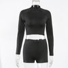 Seamless Black Yoga Set Women Gym Clothes Fashion Long Sleeve Zipper Crop Top Shorts Suit Push Up Workout Training Tracksuit | Vimost Shop.