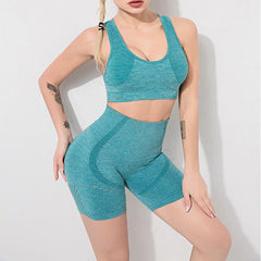 Seamless 2 PCS Yoga Set Fitness Sports Suits Gym Clothing Yoga Bra Crop Top Shorts Workout Running Training Outfits For Women | Vimost Shop.