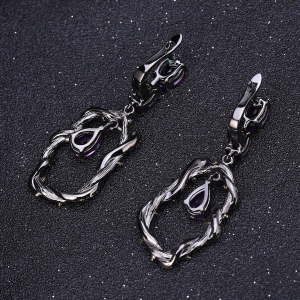 4.34Ct Natural Amethyst Gemstone Earrings 925 Sterling Silver Handmade Branch Snake Drop Earrings for Women Bijoux | Vimost Shop.