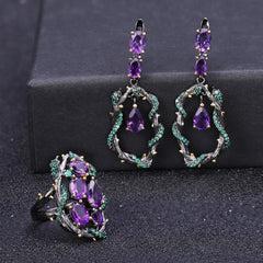 4.34Ct Natural Amethyst Gemstone Earrings 925 Sterling Silver Handmade Branch Snake Drop Earrings for Women Bijoux | Vimost Shop.