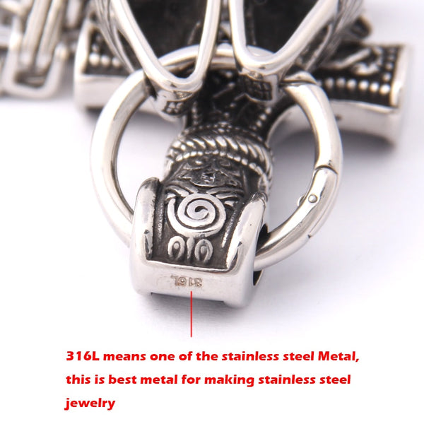 New Arrival Stainless steel making Never fade Viking wolf necklace with thor hammer pendant as christmas gift | Vimost Shop.