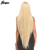 Fiber Long Straight Burgundy Patinum 613 Blonde  Synthetic Lace Front Wig Women's Middle Part Stylish Wig | Vimost Shop.