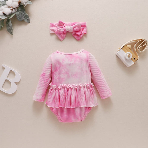 Tie dye Baby Girl Clothes 2Piece Bodysuit+Headband Fashion Kids Girl Outfits for Newborn Autumn Toddler Girl Clothing D30 | Vimost Shop.