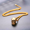 Halloween Jewelry Skull Necklace Stainless Steel Gothic Biker Pendant & Chain For Men/Women Punk Gift Gold/Black Color | Vimost Shop.