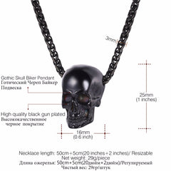 Halloween Jewelry Skull Necklace Stainless Steel Gothic Biker Pendant & Chain For Men/Women Punk Gift Gold/Black Color | Vimost Shop.