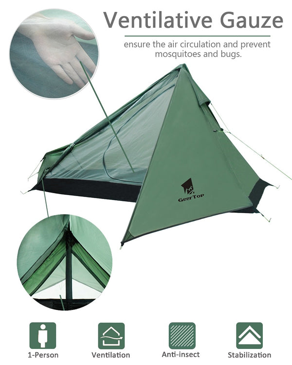 Ultralight Camping Tent One Person 3 Season Waterproof 950g Backpacking Tents No Trekking Poles for Outdoor Hike Tourist | Vimost Shop.