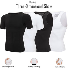 Mens Slimming Body Shaper Chest Compression Shirts Tummy Control Shapewear Gynecomastia Abdomen Slim Vest Waist Trainer Corset | Vimost Shop.