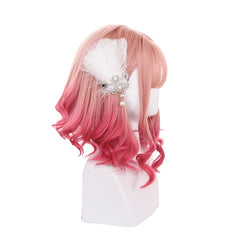 Gradient Pink Lolita Wigs Medium Loose Wave Sweet Harajuku Japanese Cosplay Wig Heat Resistant Synthetic Hair | Vimost Shop.