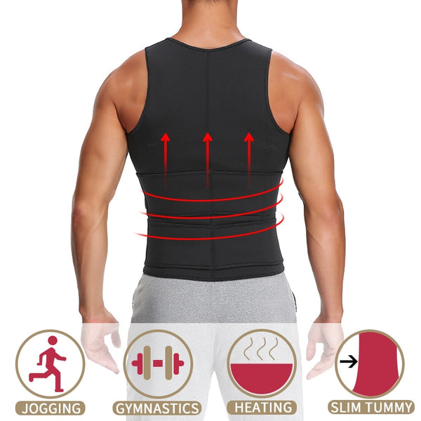 Men Body Shaper Sauna Vest Waist Trainer Double Belt Sweat Shirt Corset Top Abdomen Slimming Shapewear Fat Burn Fitness Top | Vimost Shop.