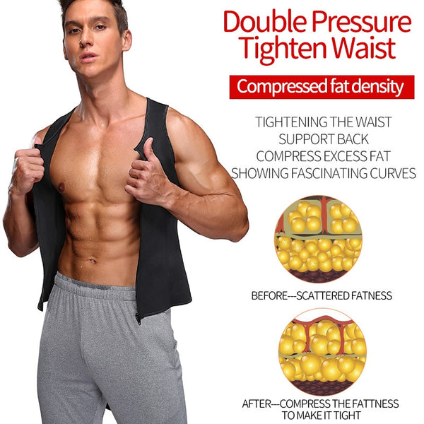 Men Body Shaper Sauna Vest Waist Trainer Double Belt Sweat Shirt Corset Top Abdomen Slimming Shapewear Fat Burn Fitness Top | Vimost Shop.