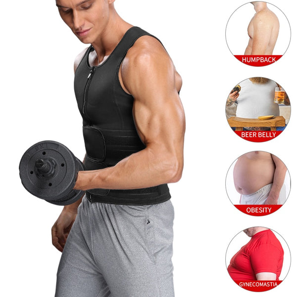 Men Body Shaper Sauna Vest Waist Trainer Double Belt Sweat Shirt Corset Top Abdomen Slimming Shapewear Fat Burn Fitness Top | Vimost Shop.