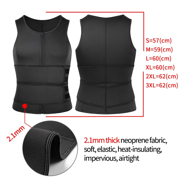 Men Body Shaper Sauna Vest Waist Trainer Double Belt Sweat Shirt Corset Top Abdomen Slimming Shapewear Fat Burn Fitness Top | Vimost Shop.