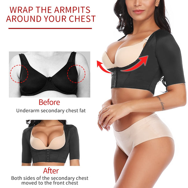 Upper Arm Shaper Post Surgical Slimmer Compression Sleeves Humpback Posture Corrector Tops Women Shoulder Shapewear Back Support | Vimost Shop.