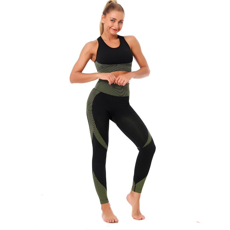Women Fitness Sport Yoga Suit Seamless Women Yoga Sets Long Sleeve Clothing Female Sport Gym Suits Wear Running Clothes