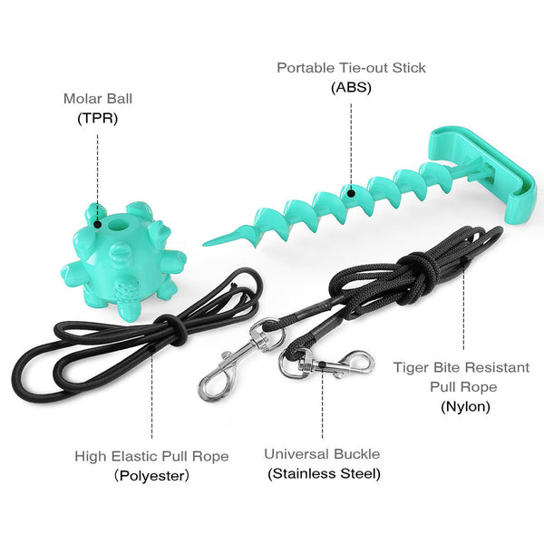 Pet Dog Toy Kit Tie Out Stake Spiral Ground Anchor Spiral Tie Out Cable Traction Rope with Molar Ball Dogs Supplies | Vimost Shop.