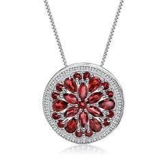 Natural Red Garnet Gemstone Pendant For Elegant Women 925 Sterling Sliver Round Pendant Necklace Fine Jewelry | Vimost Shop.