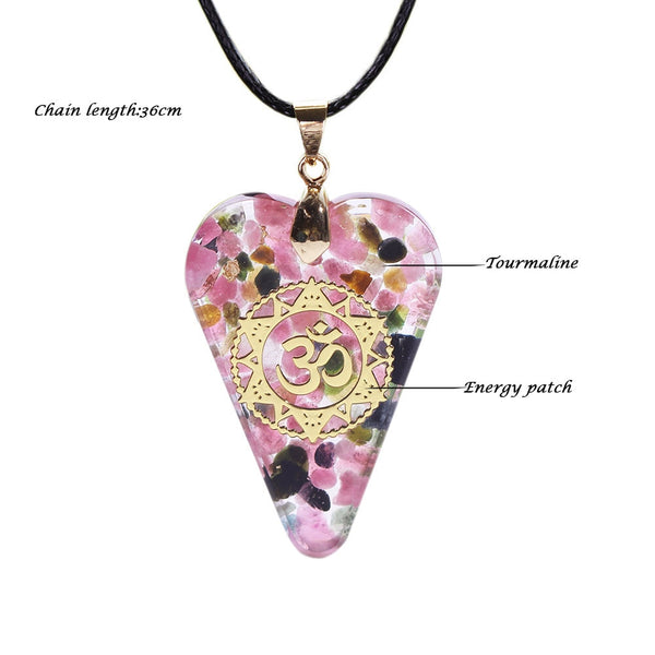 Tourmaline Orgonite Necklace Crystal Heart Pendant Healing Crystals For Emf Protection Violet Flame Orgone Generator | Vimost Shop.