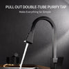 Kitchen Faucets Silver Pull Out Tap Single Hole Handle Solid Brass Black Swivel 360 Degree Water Mixer