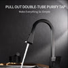 Kitchen Faucets Silver Pull Out Tap Single Hole Handle Solid Brass Black Swivel 360 Degree Water Mixer