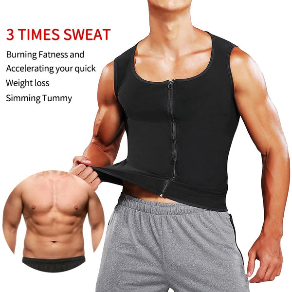 Mens Body Shaper Zipper Sauna Vest Polymer Waist Trainer Sweat Shirt Slimming Belt Fitness Corset Top Abdomen Workout Shapewear | Vimost Shop.