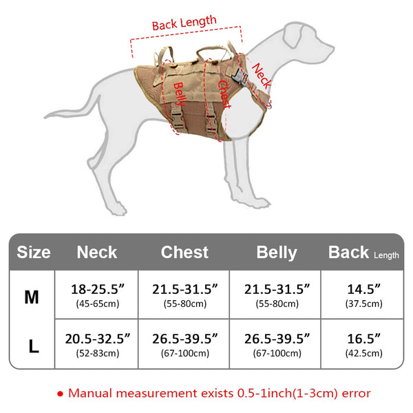 Tactical Nylon Dog Harness Military Working Dog Vest No Pull Pet Training Hunting Vest for Medium Large Dogs German Shepherd