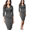 Elegant Patchwork with Button Work Office vestidos Business Formal Bodycon Women Winter Dress | Vimost Shop.