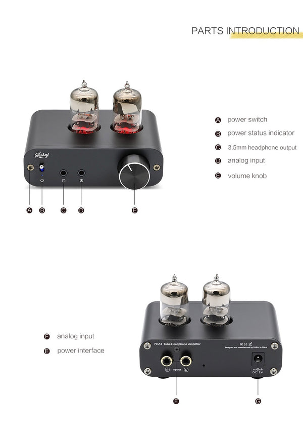 Vacuum Tube Headphone Amp 2X6J9 Low Ground Noise Integrated Stereo Amp Audio HIFI Output Protection for Headphone | Vimost Shop.