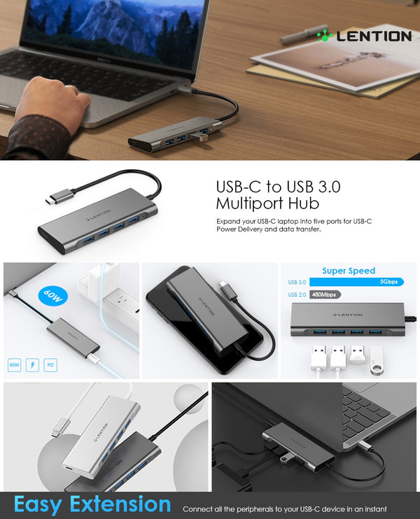 USB C Hub with 4 USB 3.0 Ports ,Type C Charging Adapter for MacBook Pro 13/15/16 (Thunderbolt 3 Port), New Mac Air 2018 2019 | Vimost Shop.