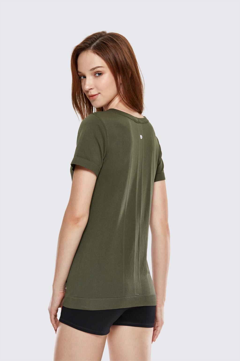 Women's Seamless Active Tops Short Sleeve Workout Running Sports Leisure T-Shirt