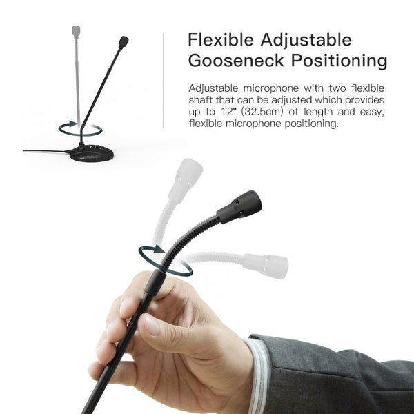 Gooseneck Microphone for Teaching Classroom Online Meeting Video Social APP USB suit for PC Laptop Height Adjustable