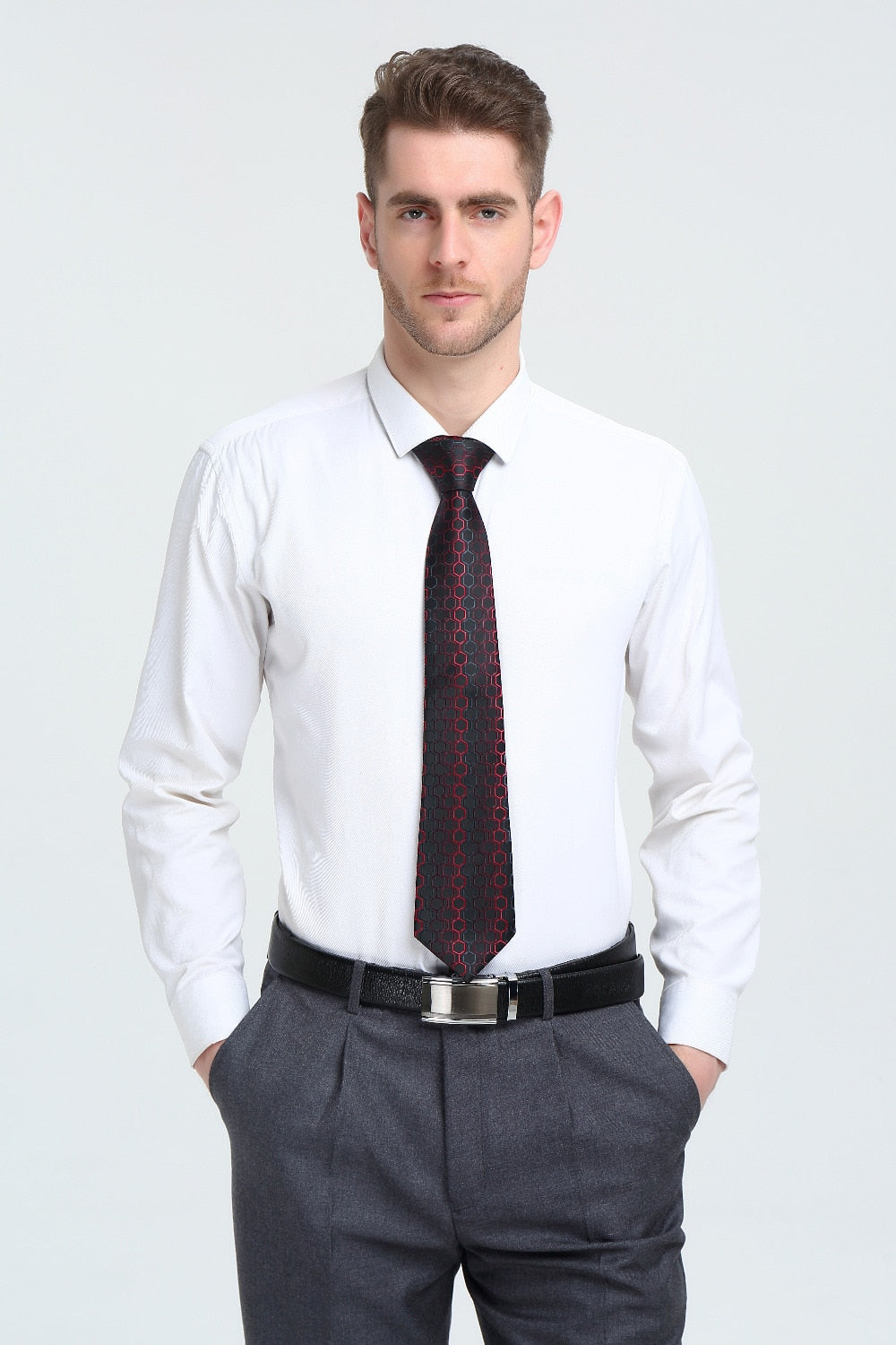 Male Luxury Neck Tie For Men Business Red Striped 100% Silk Tie Set Barry.Wang Fashion Design Neckwear Dropshipping LS-5022 | Vimost Shop.