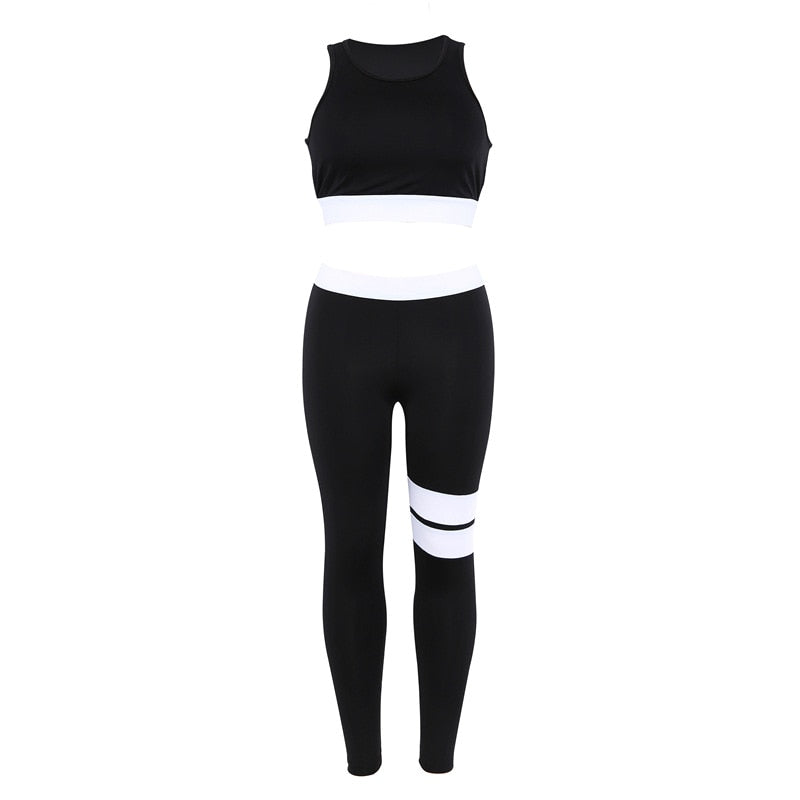 Women Tracksuit Solid Yoga Set Patchwork Running Fitness Jogging T-shirt Leggings Sports Suit Gym Sportswear Workout Clothes S-L | Vimost Shop.