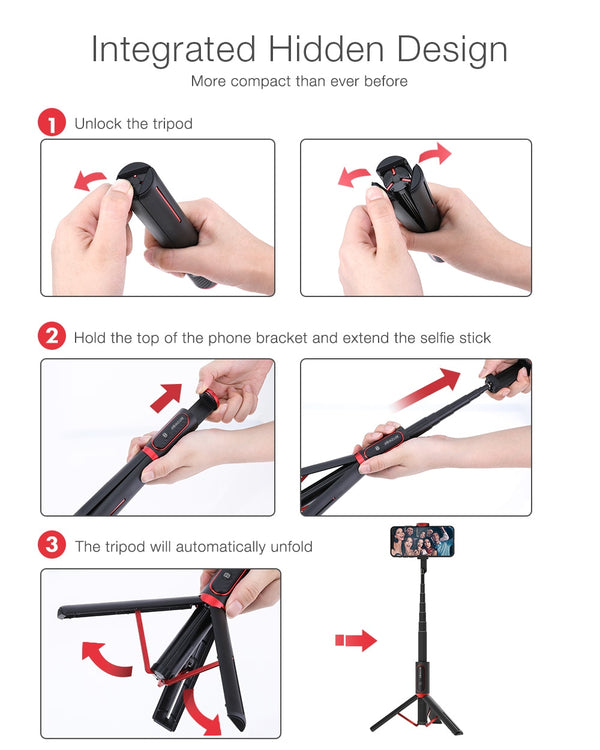Portable bluetooth Selfie Stick with Tripod Extendable Foldable Monopod for iPhone 11 X for Huawei for Xiaomi | Vimost Shop.