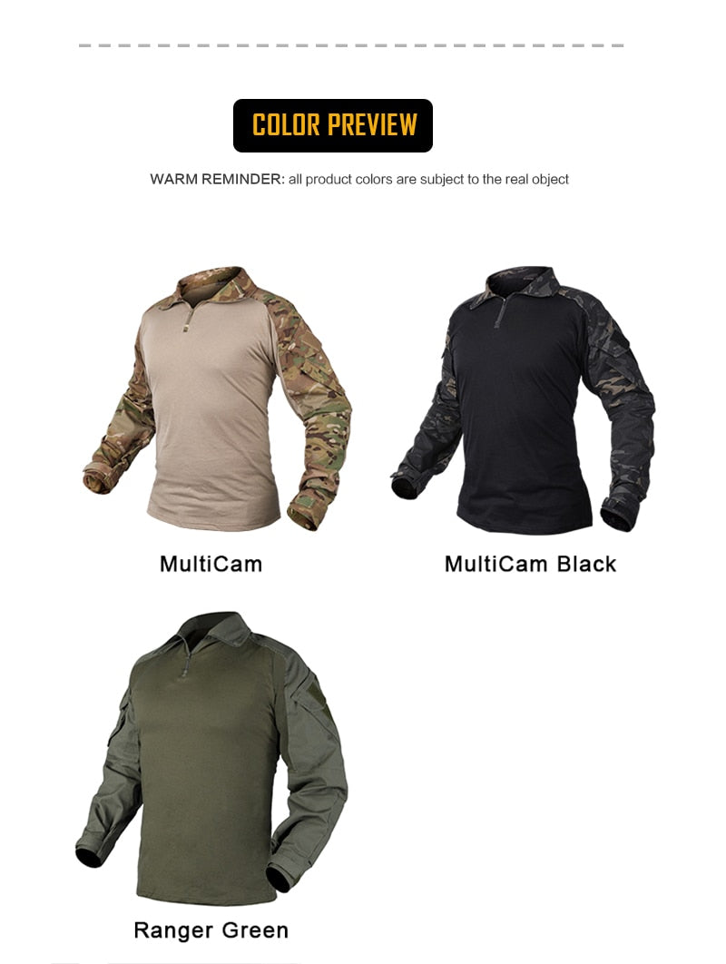 Ghillie Suit Combat G3 Tactical Shirt Hunting Airsoft Clothes Military Camouflage Multicam Black 3101
