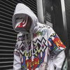 Men Fake 2 Pieces Hoodies For Men Letter Graffiti Harajuku High Street Style Oversize Hip Hop Fleece Couple Sweatshirt