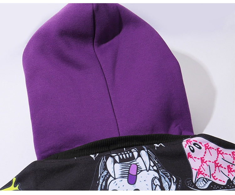 Men Fake 2 Pieces Hoodies For Men Letter Graffiti Harajuku High Street Style Oversize Hip Hop Fleece Couple Sweatshirt