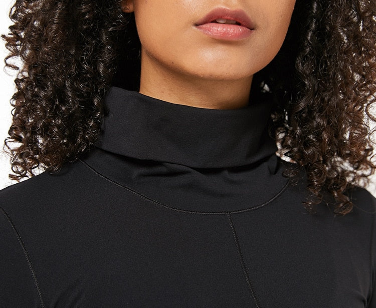 High Collar Yoga Crop Tops with Thumb Hole Sports Athletic Long Sleeve Shirts Women Twist Fitness Gym Tops High Quality | Vimost Shop.