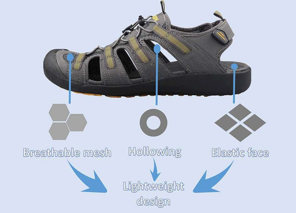 Men Sandals Leather Hiking Outdoor Flat Sandals Summer Breathable Sport Walking Trekking Comfort Beach Shoes Big Size 46 | Vimost Shop.