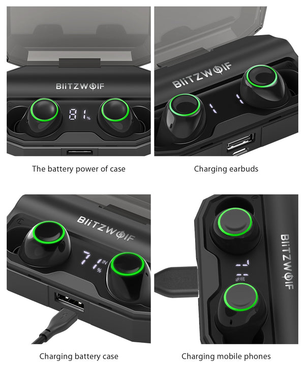 True Wireless Bluetooth 5.0 Inear Earphone 2600mAh Battery Charging Digital Power Display Sport Earbuds | Vimost Shop.