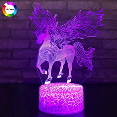 3W Remote Or Touch Control 3D LED Night Light Unicorn Shaped Table Desk Lamp Xmas Home Decoration Lovely Gifts For Kids | Vimost Shop.