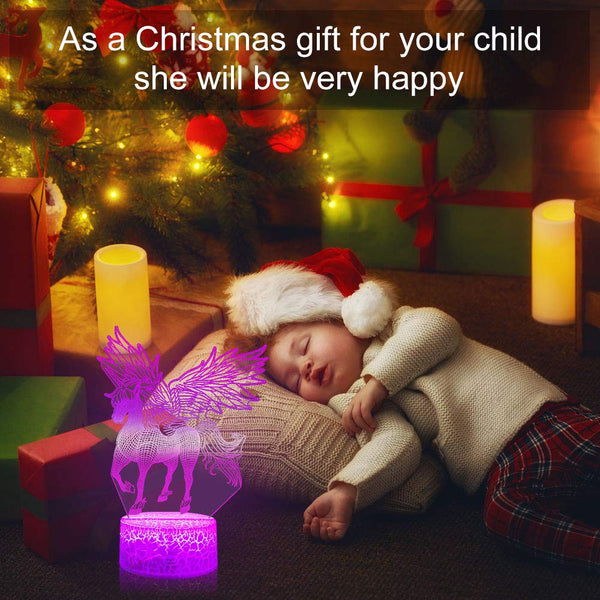 3W Remote Or Touch Control 3D LED Night Light Unicorn Shaped Table Desk Lamp Xmas Home Decoration Lovely Gifts For Kids | Vimost Shop.