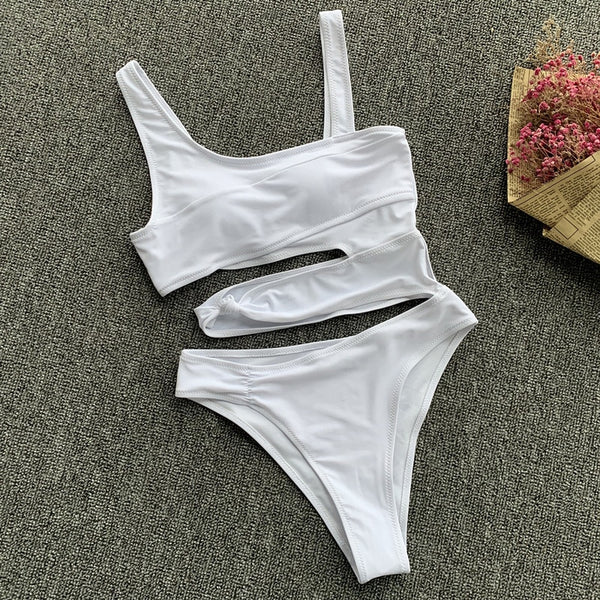 New Sexy White One Piece Swimsuit Women Cut Out Swimwear Push Up Monokini Bathing Suits Beach Wear Swimming Suit For Women | Vimost Shop.