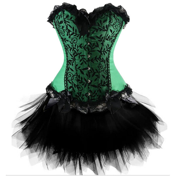 Women Sexy Burlesque Overbust Corset Bustier Top With Mini TuTu Skirt Fancy Dresses Costume Sexy Gothic Corsets Dress | Vimost Shop.