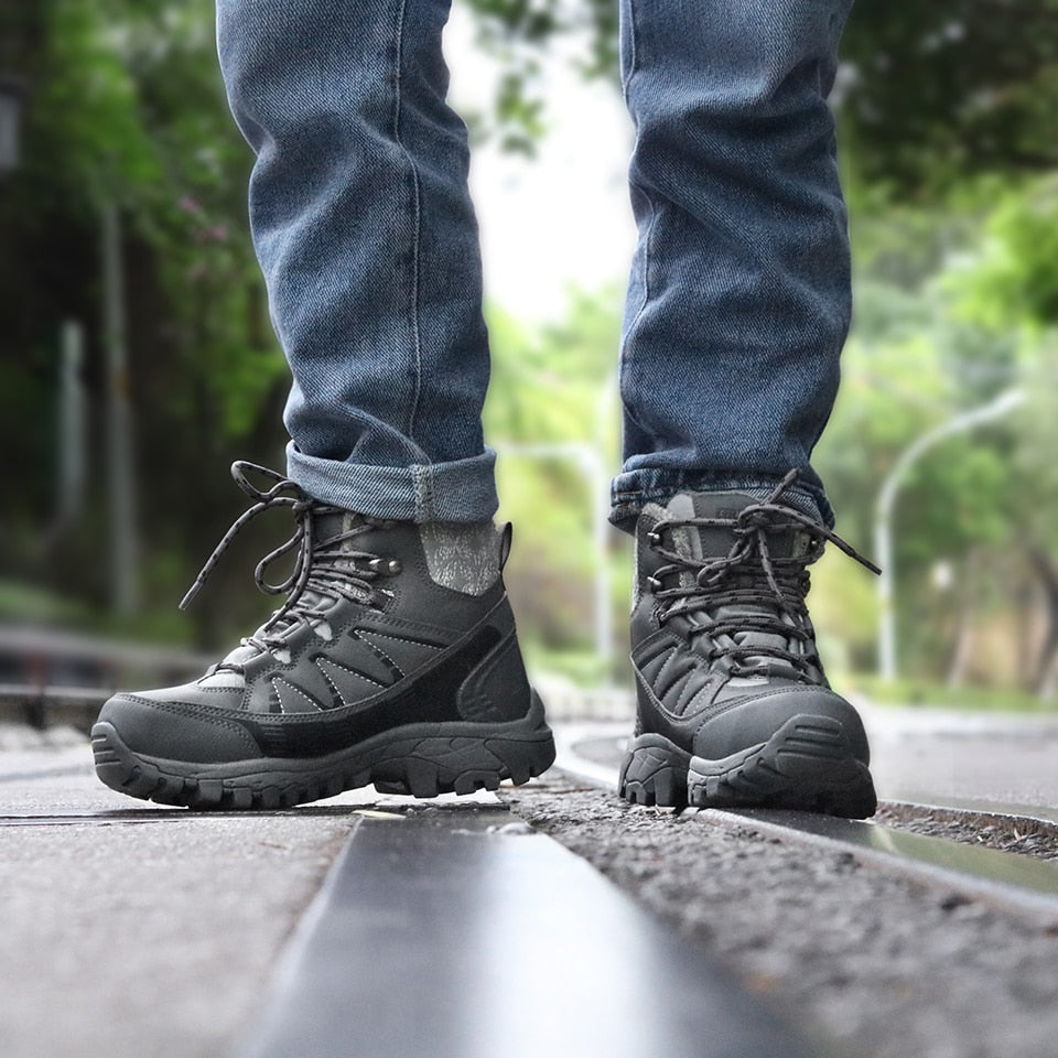 Hiking Shoes Waterproof Mountain Keep Warm Non-slip PU Leather Snow Mountain Hunting Shoes Outdoor Fashion Winter | Vimost Shop.