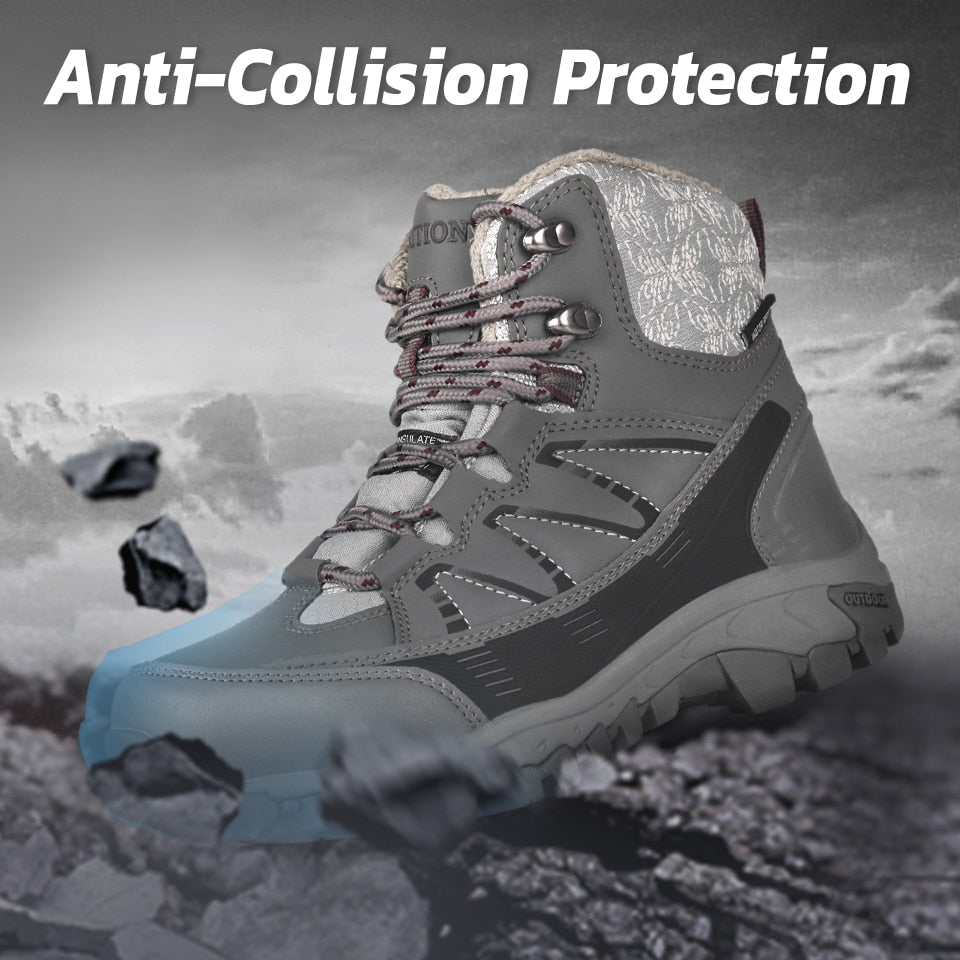 Hiking Shoes Waterproof Mountain Keep Warm Non-slip PU Leather Snow Mountain Hunting Shoes Outdoor Fashion Winter | Vimost Shop.